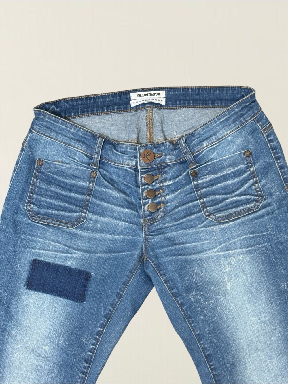 One Teaspoon Super Duper Low Rise Cropped Jeans Sample Size 26/US 4 - Picture 4 of 8